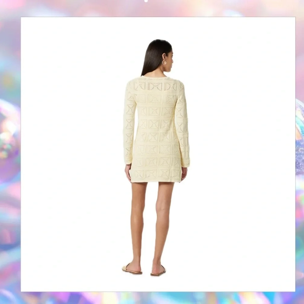 The Drop Women's Laney Crochet Micro Cream Mini Dress Size M NWT - Picture 2 of 6